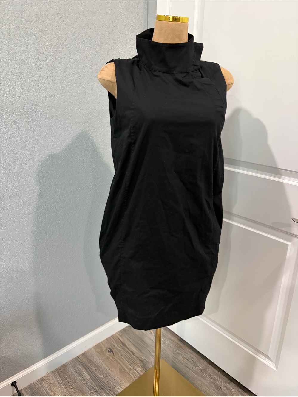COS Black Sleeveless Mock-Neck Shift Dress